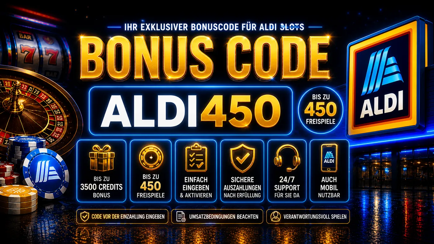 Aldi Slots Bonus Code ALDI450 450 Freispiele