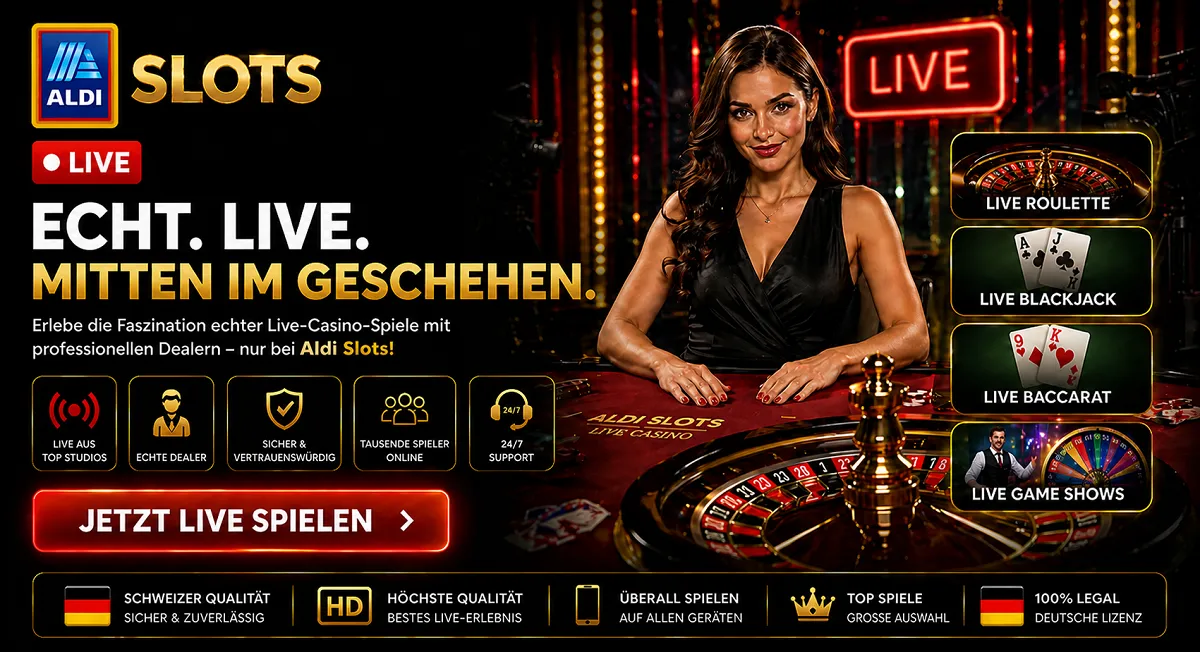 Aldi Slots Live Casino mit Roulette Blackjack und Game Shows