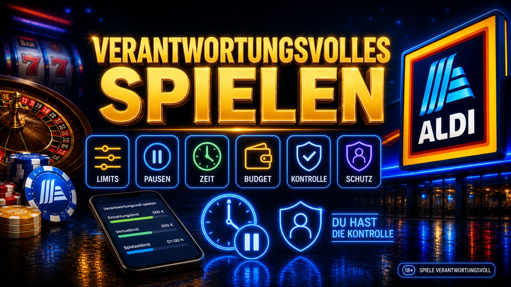 Aldi Slots verantwortungsvolles Spielen Limits Schutz Pausen und Hilfe